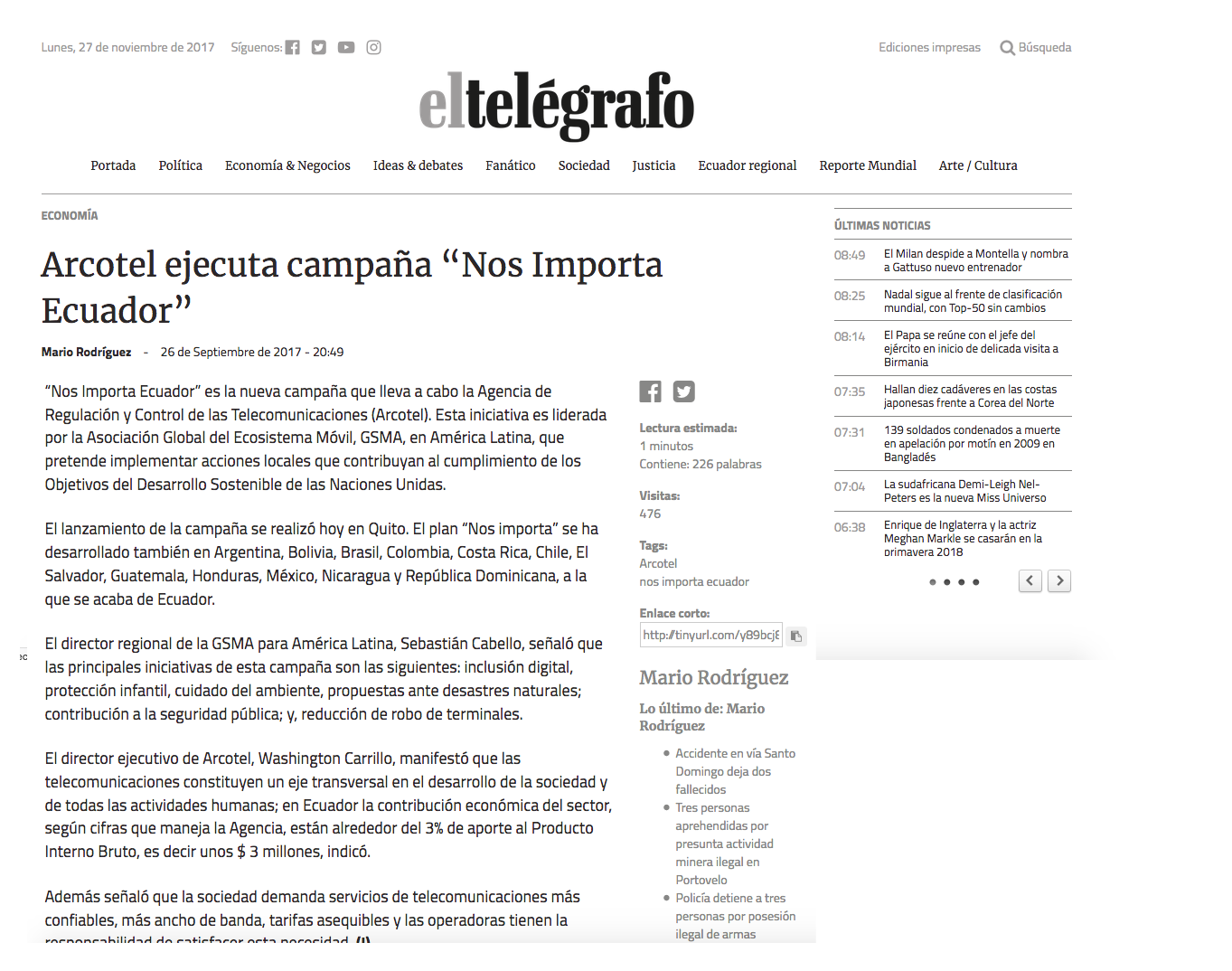 Gsma Ecuador Prensa El Telégrafo Gsma Latin America