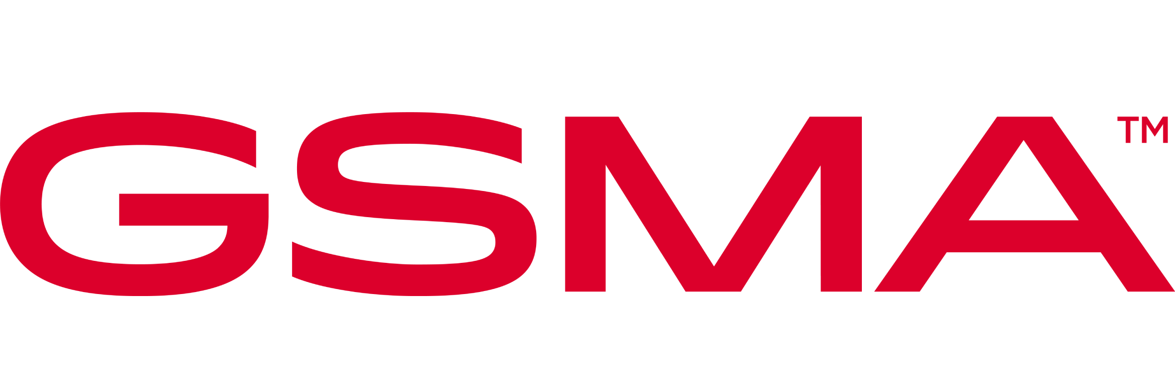 The image features the GSMA logo, incorporating bold red letters "GSMA" beside a stylized square with white rectangles resembling signal bars, symbolizing connectivity. With a nod to M4D innovation, the clean design on a white background maintains its modern appeal.